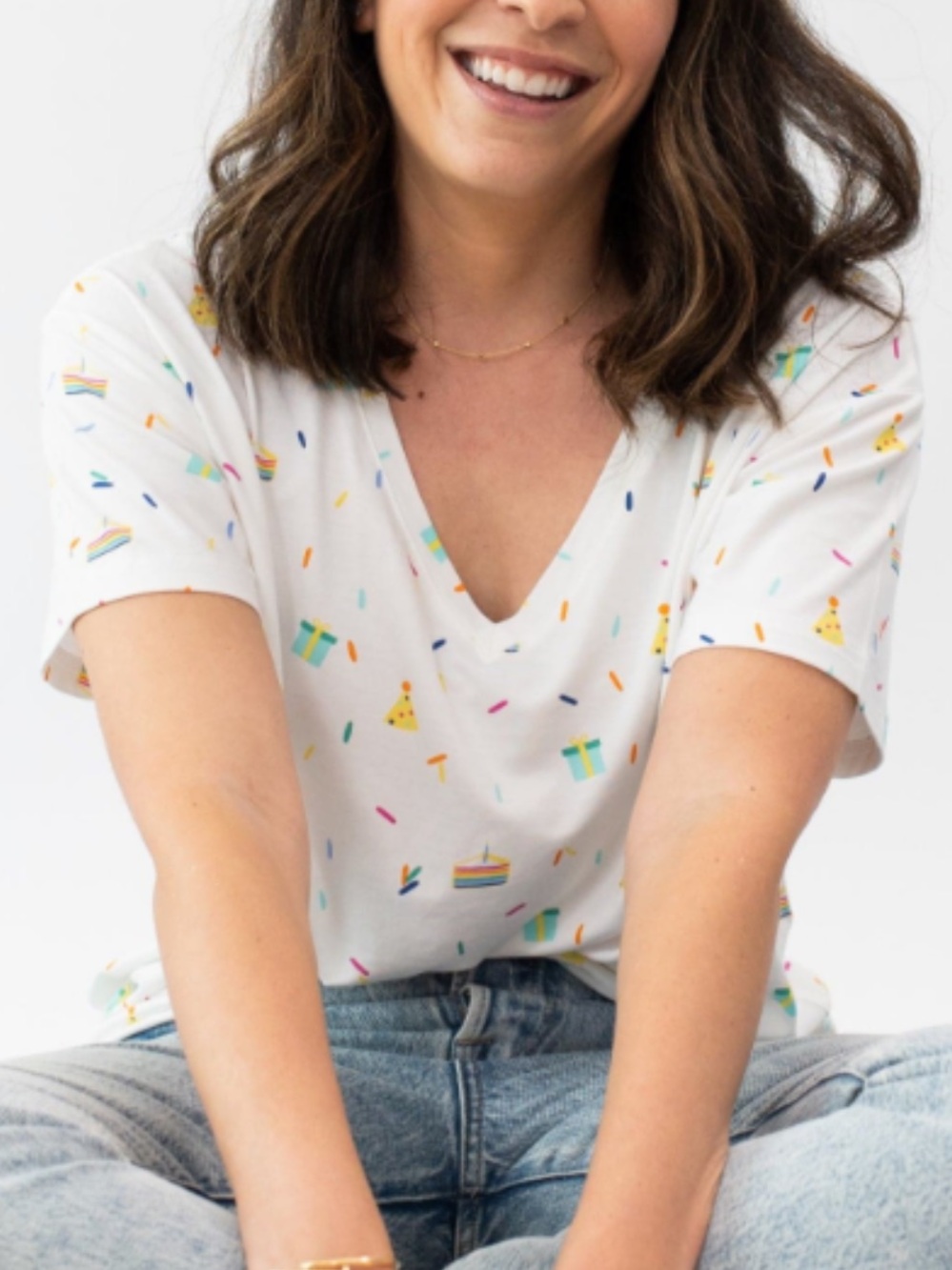 NWT Kyte Baby |Women's Relaxed Fit V-Neck | Cloud Party